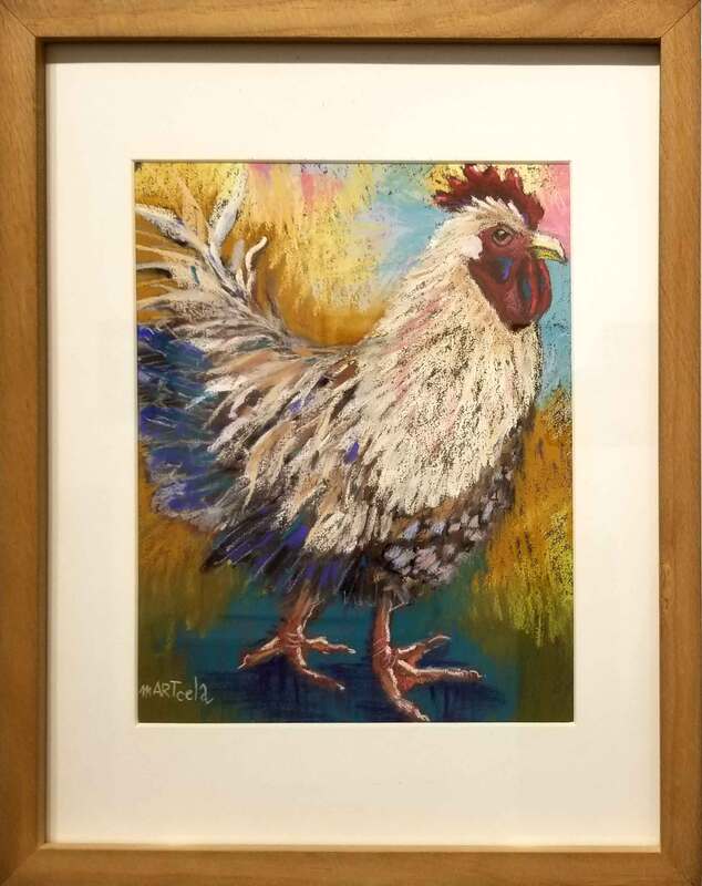 pastel drawing of rooster