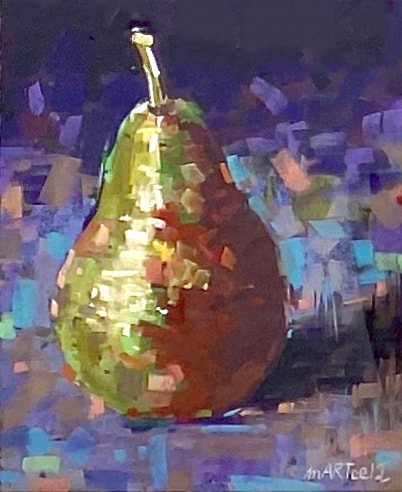 Pastel drawing of a pear