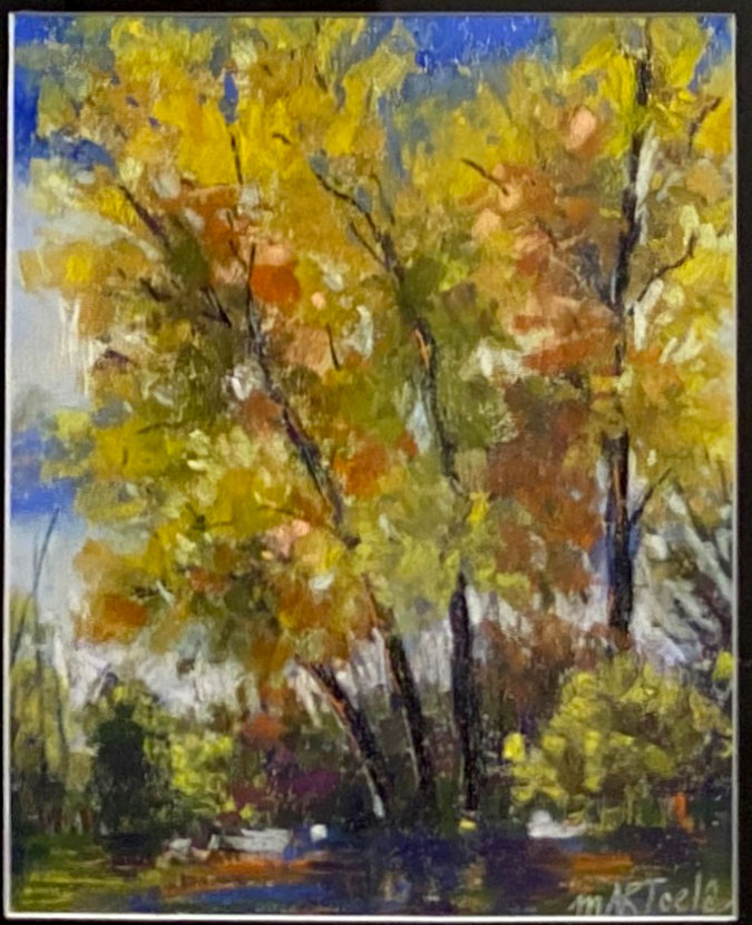 pastel drawing of autumn trees