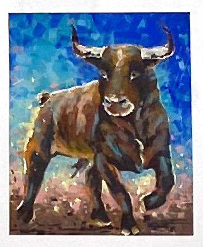 pastel drawing of bull