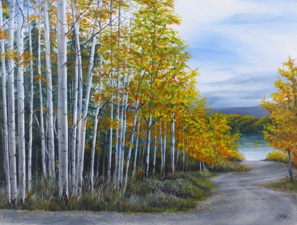 Acrylic painting - Autumn at the Lake